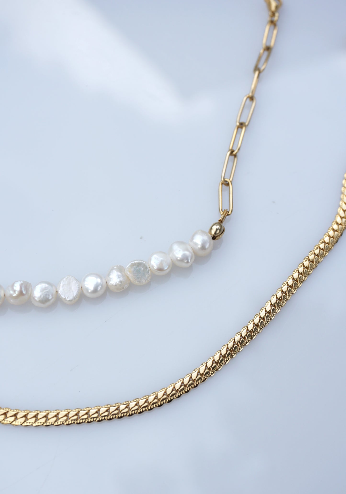 OVAL CHAIN PEARL BRACELET
