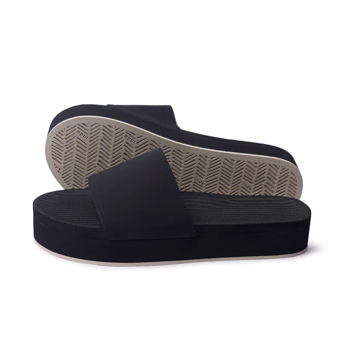 WOMEN SLIDE PLATFORM SNEAKER - BLACK/SEA SALT